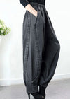 Pantalons harem femmes - look décontracté tendance en denim gris avec poches pour grandes tailles
