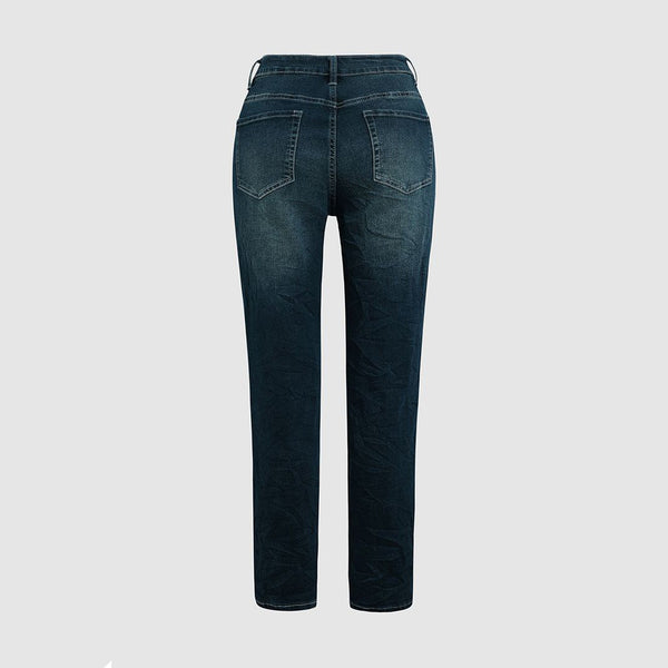 Pantalon en denim skinny taille haute bleu pour femme - du quotidien, tissu doux, coupe ajustée