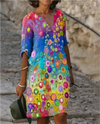 Robe décontractée à imprimé floral en v pour l'été - robes légères et aérées