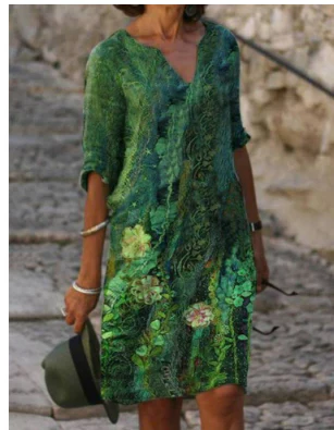 Robe décontractée à imprimé floral en v pour l'été - robes légères et aérées