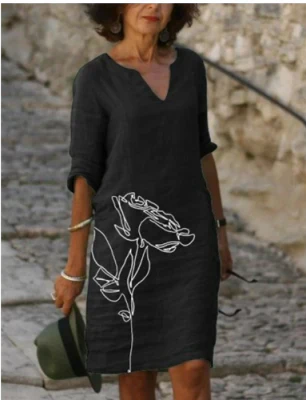 Robe décontractée à imprimé floral en v pour l'été - robes légères et aérées