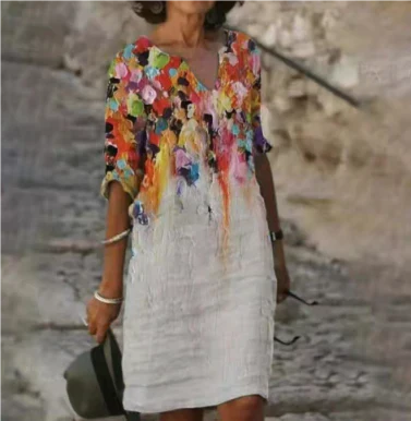 Robe décontractée à imprimé floral en v pour l'été - robes légères et aérées