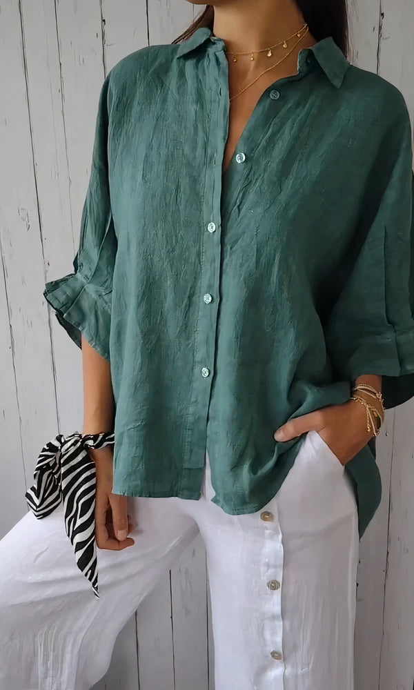 Chemise en lin pour femmes - haut d'été décontracté alliant élégance et style