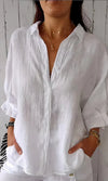 Chemise en lin pour femmes - haut d'été décontracté alliant élégance et style