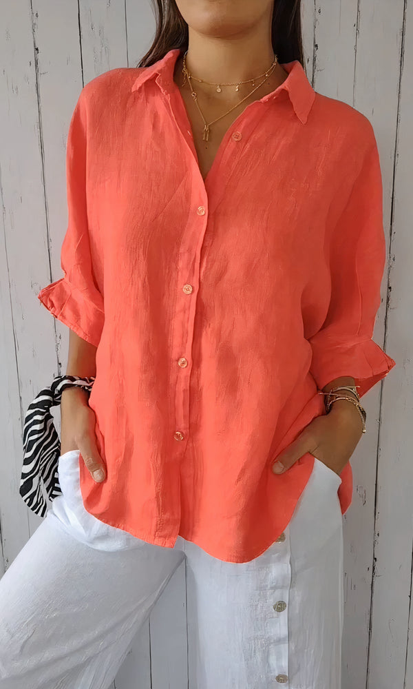 Chemise en lin pour femmes - haut d'été décontracté alliant élégance et style