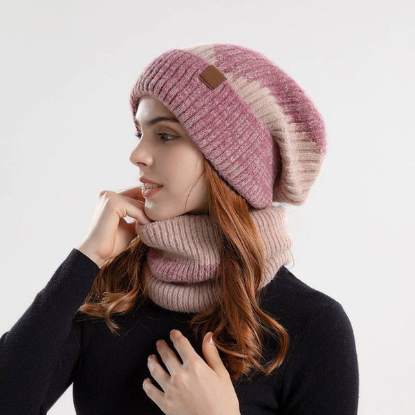 Ensemble tricoté de 2 pièces : bonnet et écharpe, accessoires hivernaux tendance pour femmes
