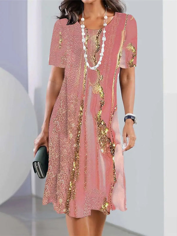 Robe chemise imprimée - élégante robe courte à manches courtes