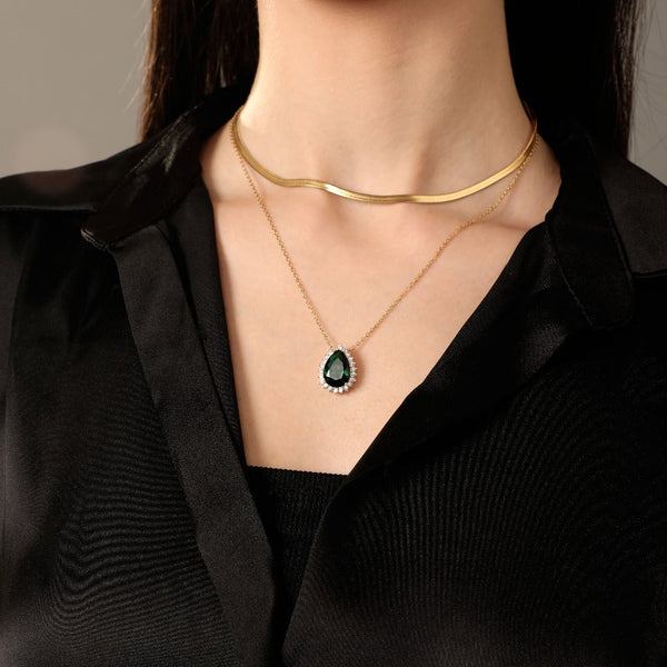 Collier pendentif pierre décorative pour femmes - bijou en or élégant pour occasions spéciales