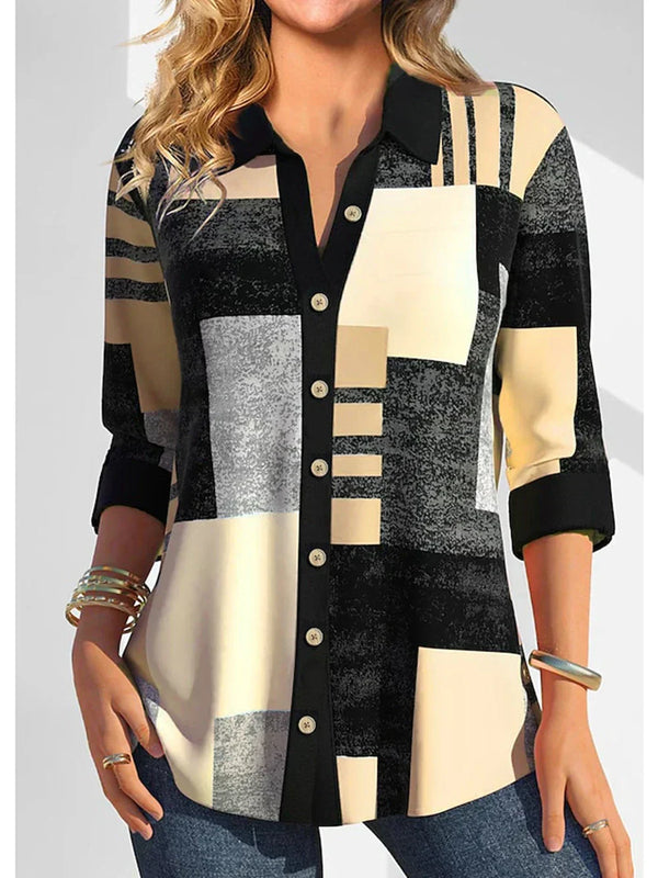 Blouse graphique - top moderne noir et rose pour femmes