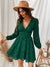 Robe casual femme à fleurs brodées - mini robe verte pour soirées élégantes avec manches longues