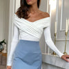 Haut à épaules dénudées à manches longues - blouse ajustée élégante pour femmes