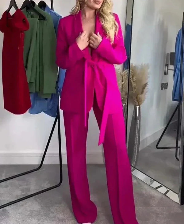 Ensemble blazer 2 pièces pour femmes - costume élégant avec pantalon