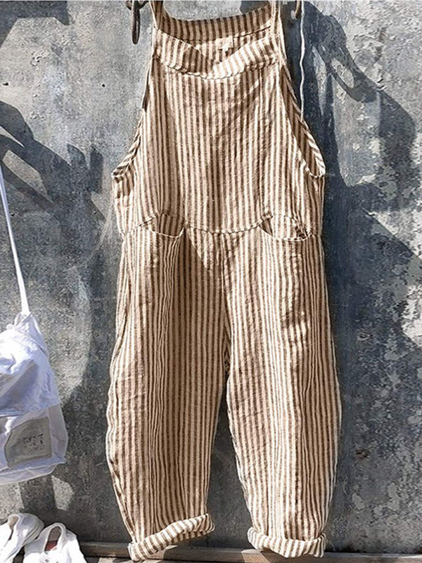 Salopette rayée femme - jumpsuit détente au style casual
