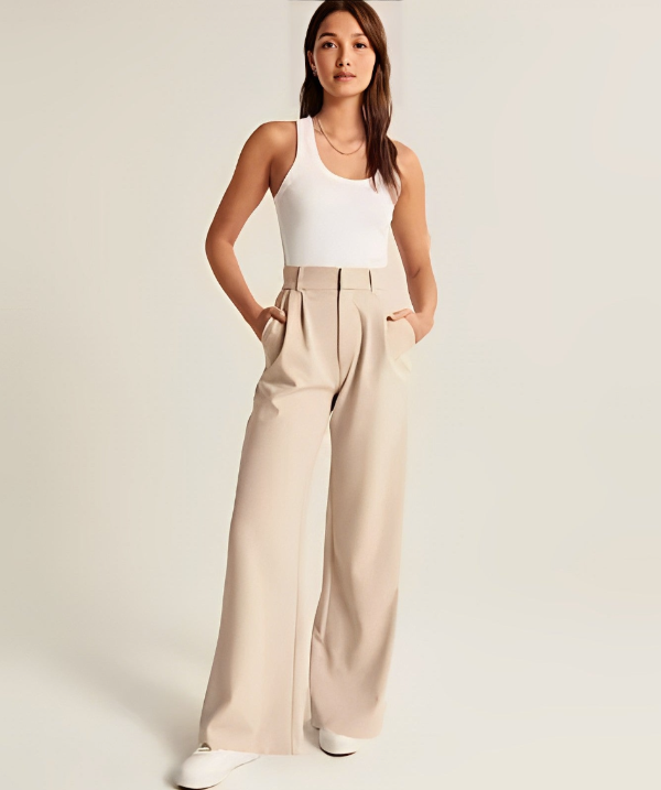 Pantalons tailleur femme taille haute avec plis chics - l'élégance décontractée à votre portée