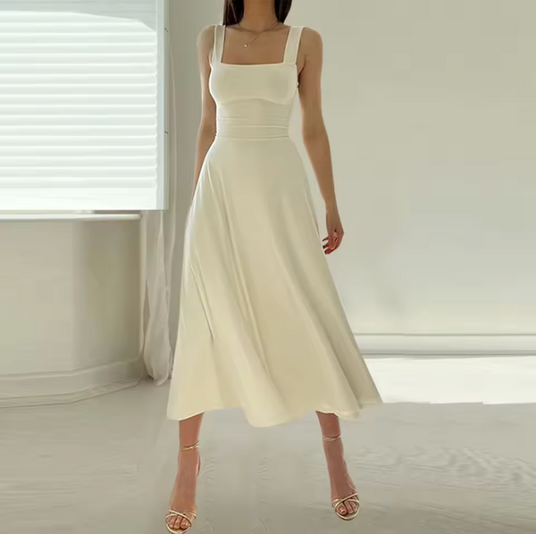 Robe midi sans manches pour femmes - silhouette fluide pour les occasions spéciales