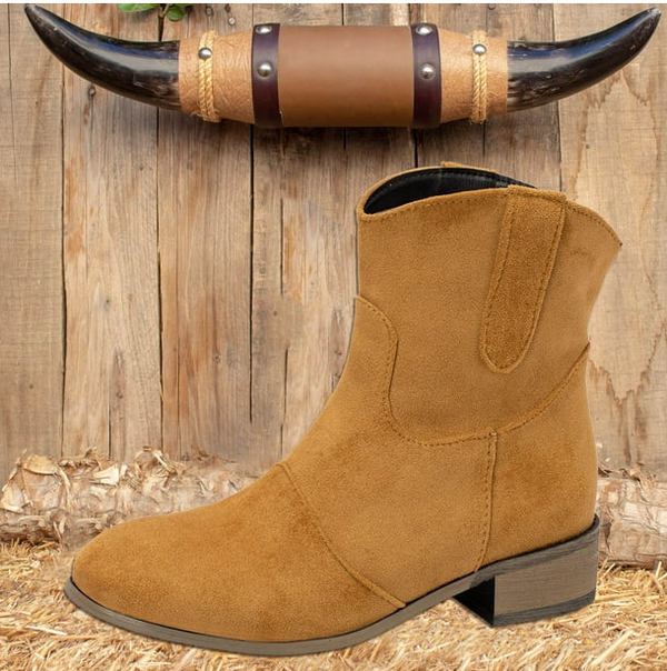 Bottes western à chevilles - chaussures en daim vintage pour femmes