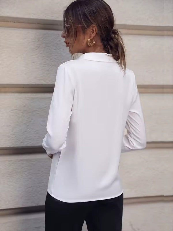 Blouse formelle pour femme - chemisier sophistiqué à manches longues - haut léger pour dames
