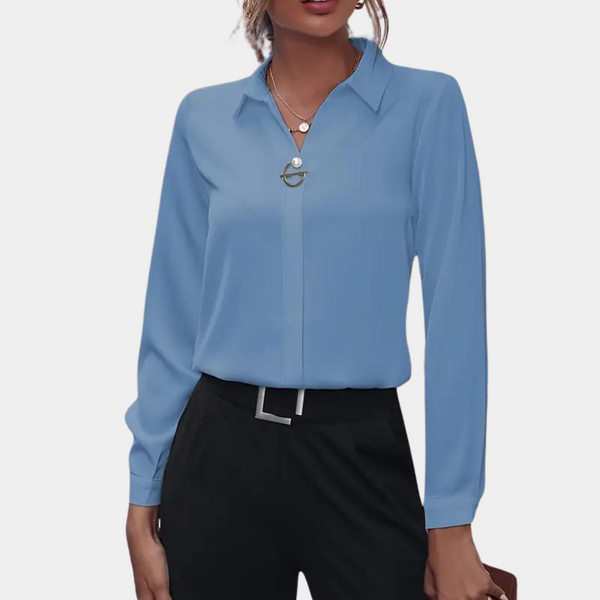 Blouse formelle pour femme - chemisier sophistiqué à manches longues - haut léger pour dames