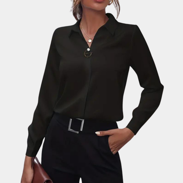 Blouse formelle pour femme - chemisier sophistiqué à manches longues - haut léger pour dames