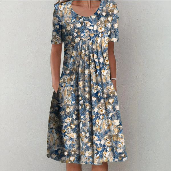 Robe midi fleurie - élégante robe pour le printemps et l'été