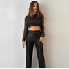 Ensemble de soirée à sequins pour femmes - top court et pantalon glamour pour occasions spéciales