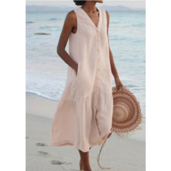Robe midi chemise à boutons pour femmes - parfaite pour la plage et le quotidien