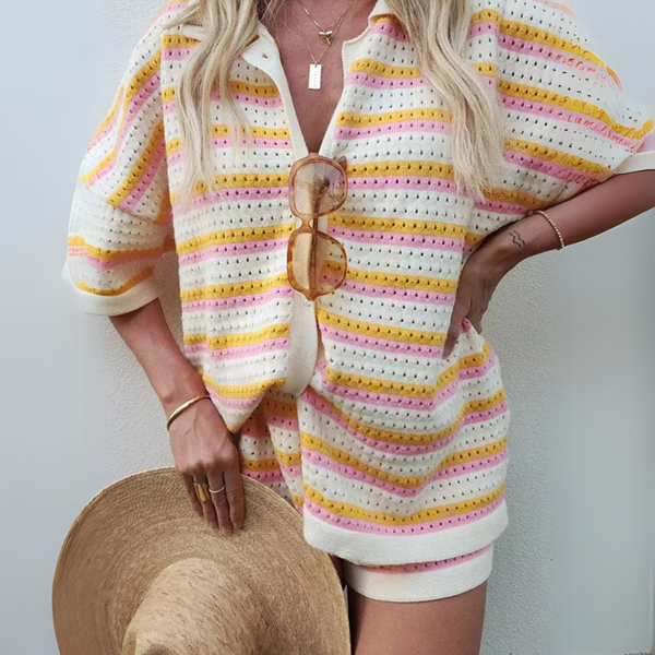 Ensemble en tricot pour femmes en 2 pièces - look relax et tendance pour l'été