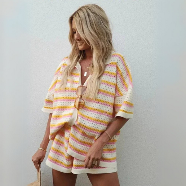 Ensemble en tricot pour femmes en 2 pièces - look relax et tendance pour l'été