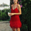 Robe de soirée pour femmes avec sequins et plumes - mini robe cocktail élégante pour vos événements
