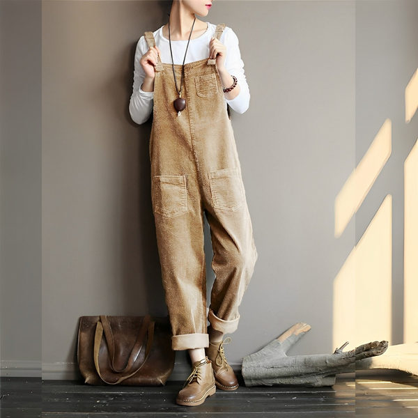 Salopettes en velours côtelé pour femmes - overalls vintage stylés pour la détente quotidienne