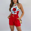 Ensemble d'été femme en 2 pièces - short à imprimé tropical pour des vacances tendances