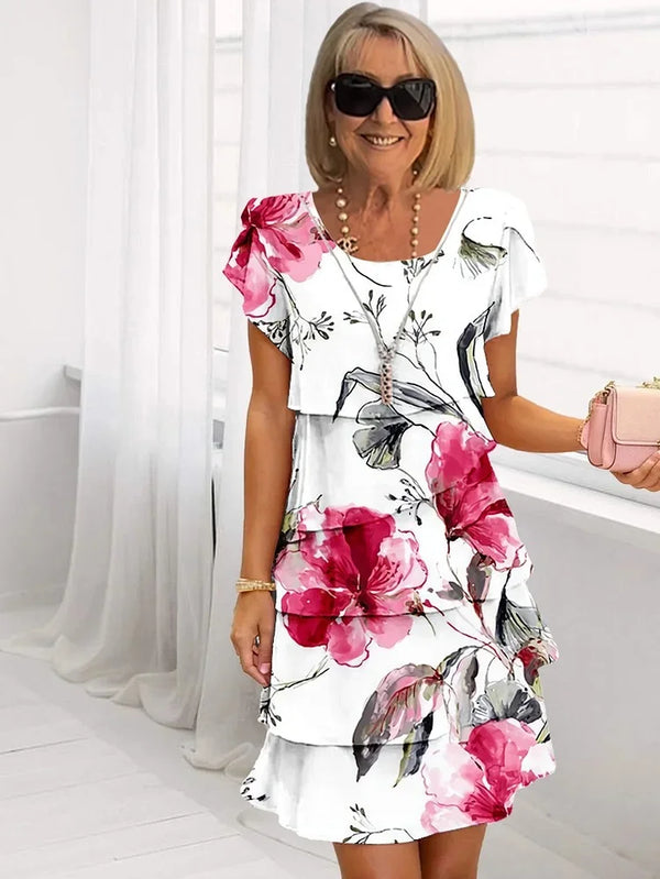 Robe midi élégante à fleurs avec volants - pour vos sorties et occasions spéciales