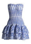 Robe décontractée femme - robe bustier brodée élégante en bleu - pour les occasions estivales