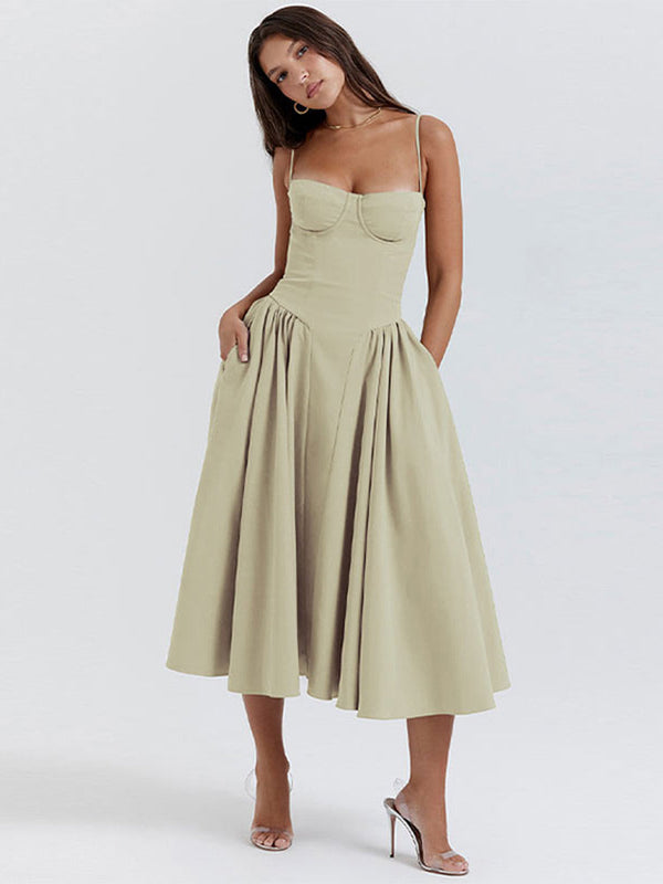 Robe midi décontractée pour femmes - silhouette évasée flatteuse, pour toutes les occasions