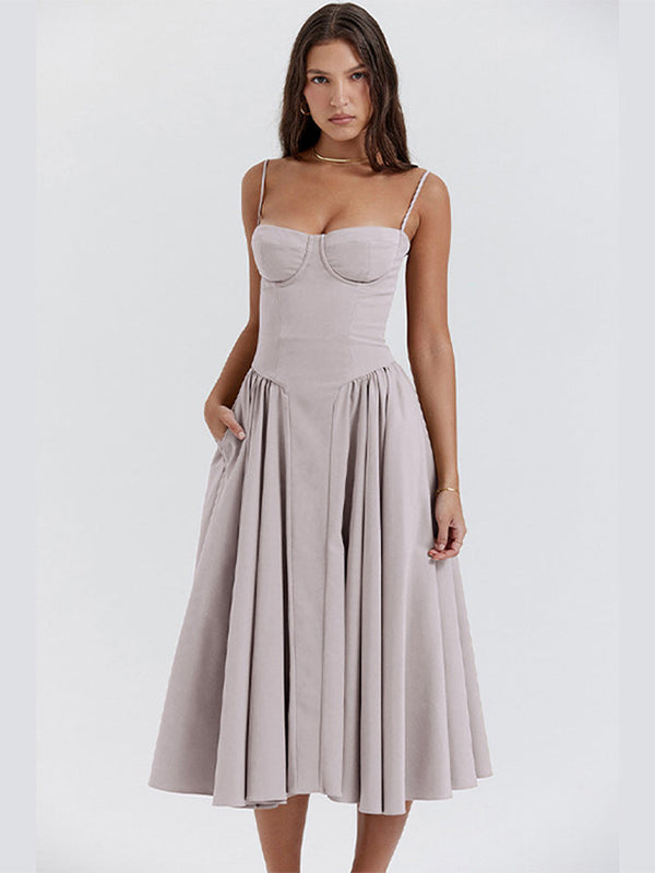 Robe midi décontractée pour femmes - silhouette évasée flatteuse, pour toutes les occasions