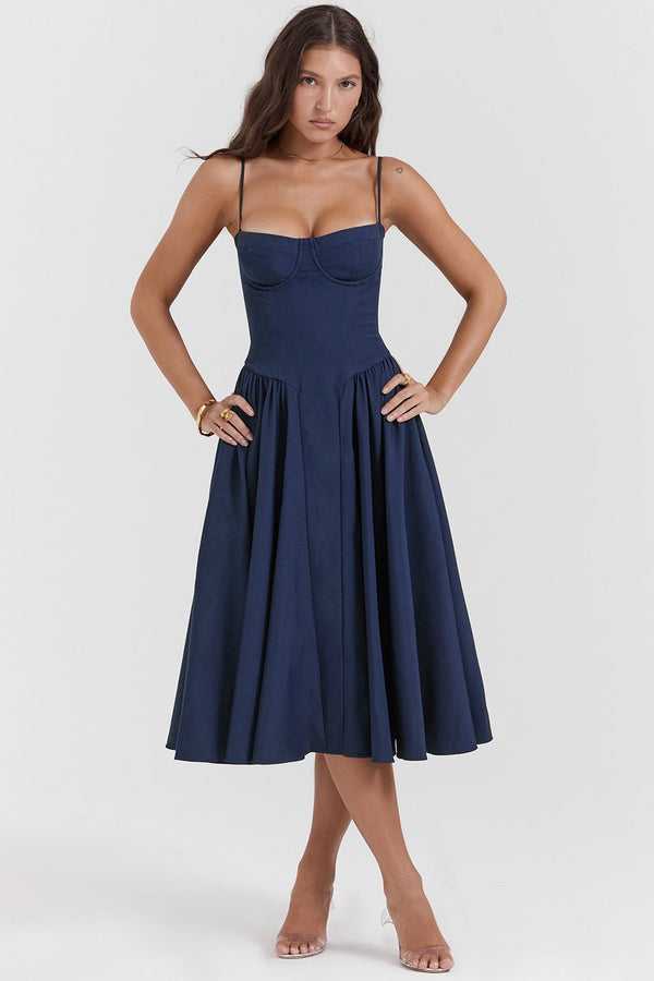 Robe midi décontractée pour femmes - silhouette évasée flatteuse, pour toutes les occasions