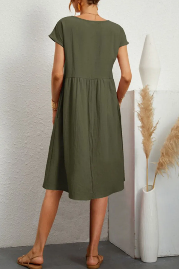 Robe midi décontractée pour femme avec poches - tenue quotidienne relax