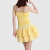 Robe mini décontractée pour femmes - design smocké sans bretelles avec ourlet volanté