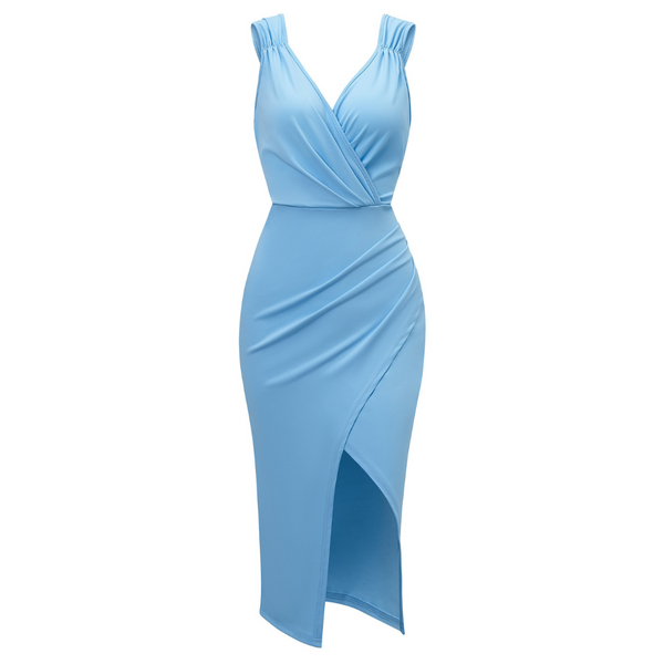 Robe portefeuille décontractée pour femme - robe midi chaleureuse pour les occasions spéciales, coupe flatteuse et style polyvalent