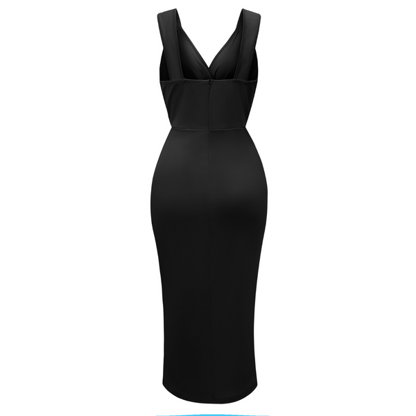 Robe portefeuille décontractée pour femme - robe midi chaleureuse pour les occasions spéciales, coupe flatteuse et style polyvalent