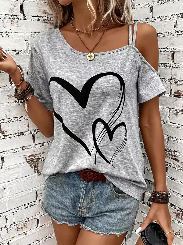 T-shirt à épaules dénudées pour femmes - coupe décontractée, style casual