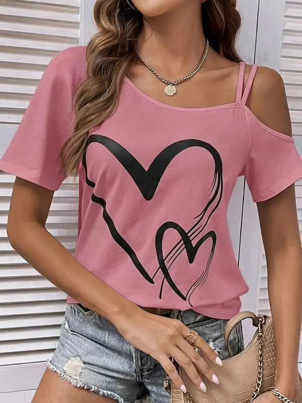 T-shirt à épaules dénudées pour femmes - coupe décontractée, style casual