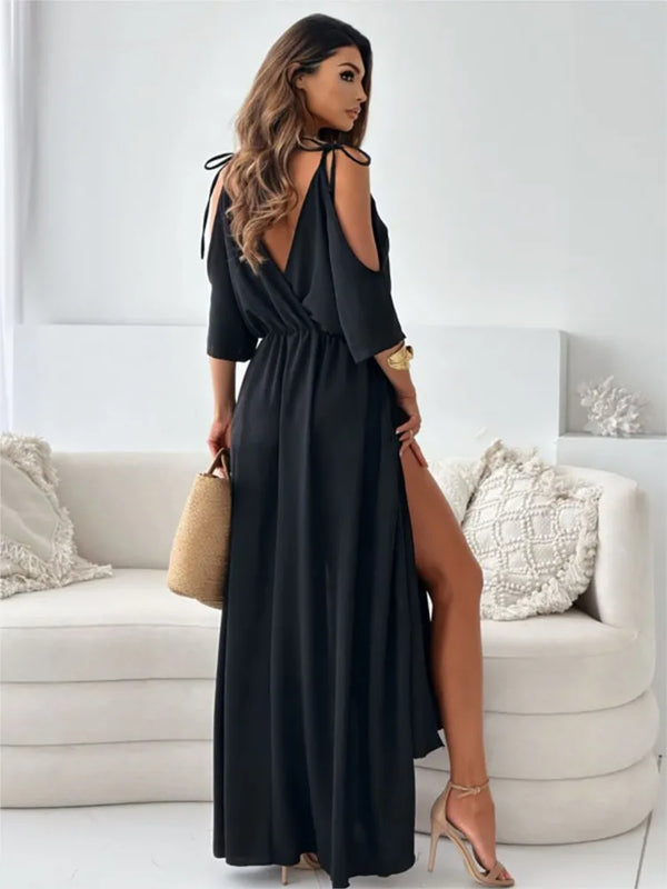 Robe maxi femme à épaules dénudées - élégante robe de soirée pour des occasions spéciales