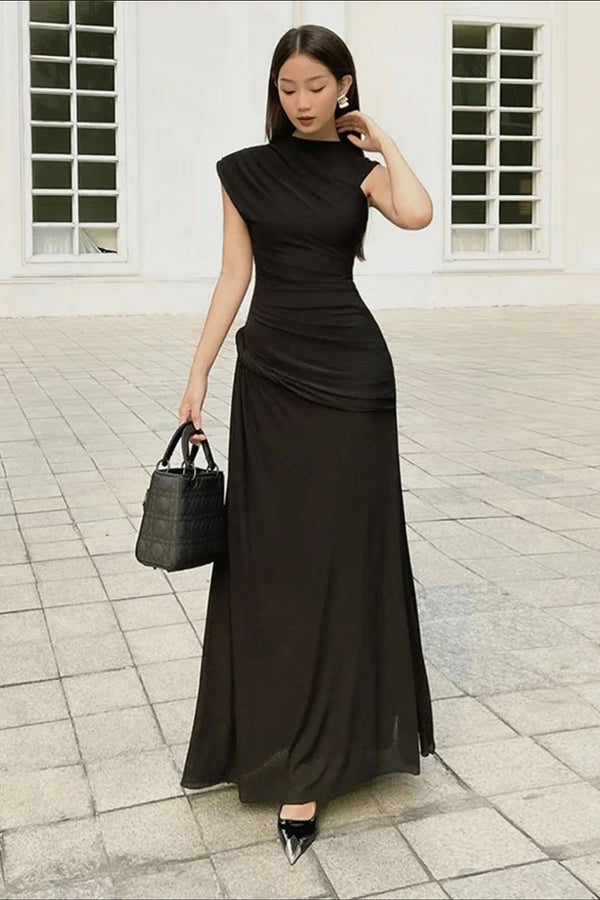 Robe de soirée femme - maxi drapée élégante pour occasions spéciales