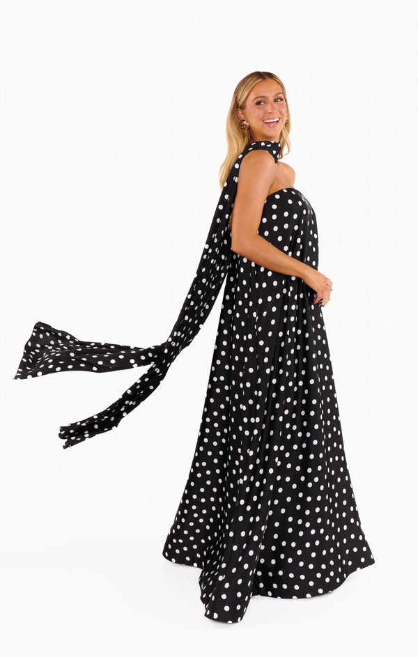 Robe de soirée à pois pour femmes - design tube élégant pour les événements formels