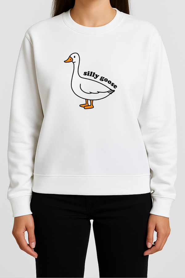 Pull femme tendance avec imprimé d'oie ludique - sweat décontracté noir pour sorties casual