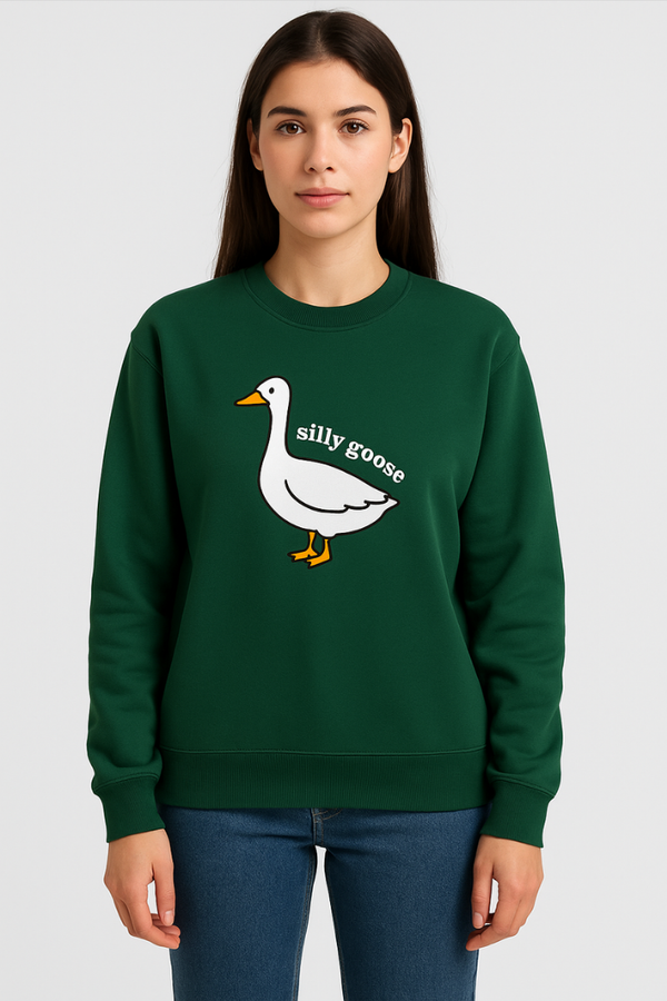 Pull femme tendance avec imprimé d'oie ludique - sweat décontracté noir pour sorties casual