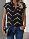 Blouse élégante à décolleté en v pour femme - motif chevron jaune, top tendance pour le quotidien et le bureau