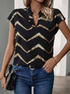 Blouse élégante à décolleté en v pour femme - motif chevron jaune, top tendance pour le quotidien et le bureau