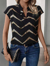 Blouse élégante à décolleté en v pour femme - motif chevron jaune, top tendance pour le quotidien et le bureau